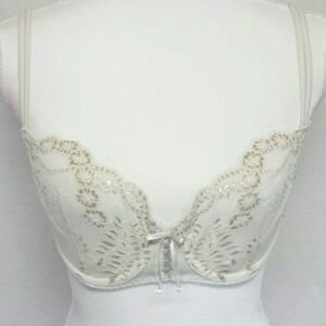 Y2K Vintage Victoria's Secret Pearl Gold Leaf Unlined Demi Bra 34D